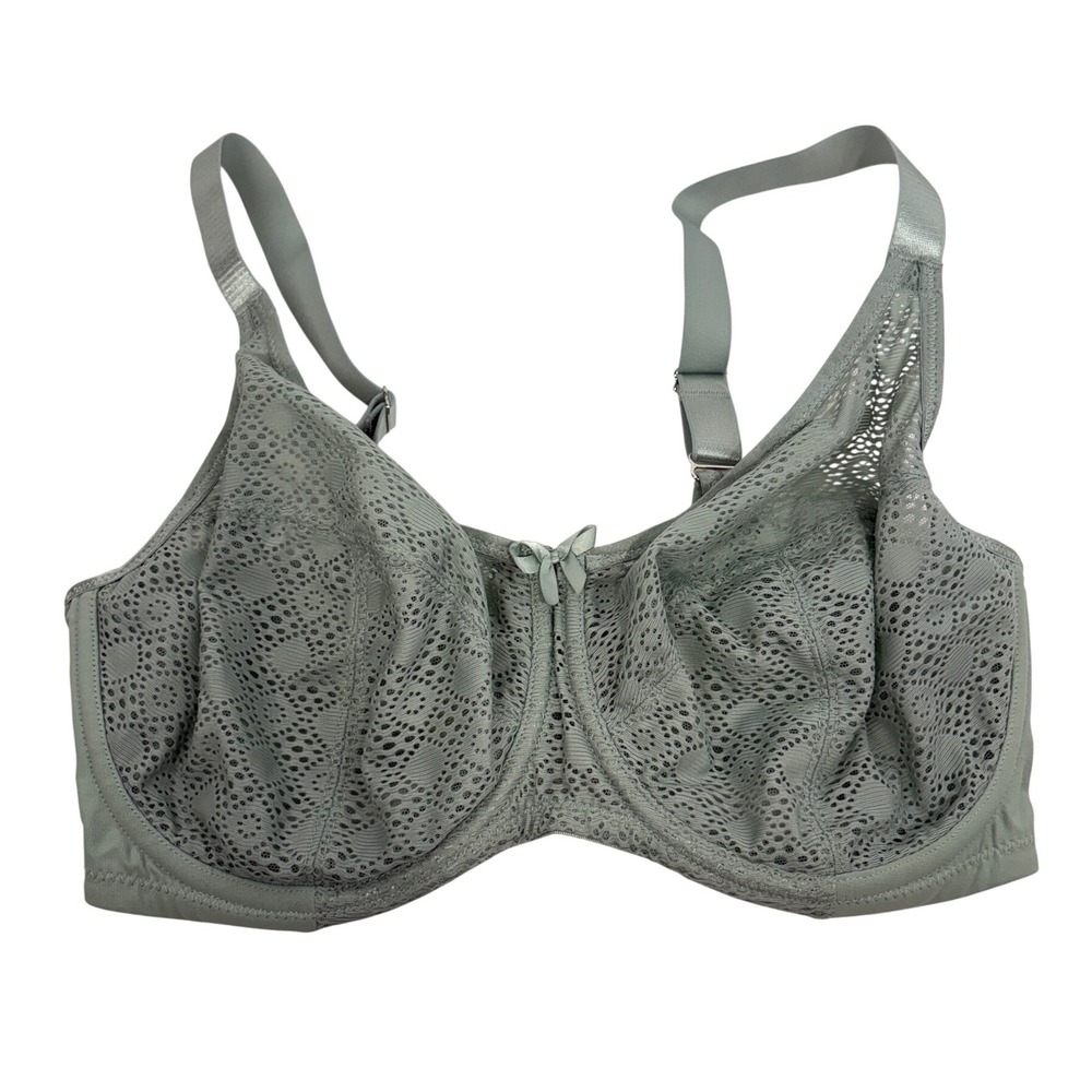 Glamorise WonderWire Lace Bra 9855 Sage Green Full Coverage Unlined 34G